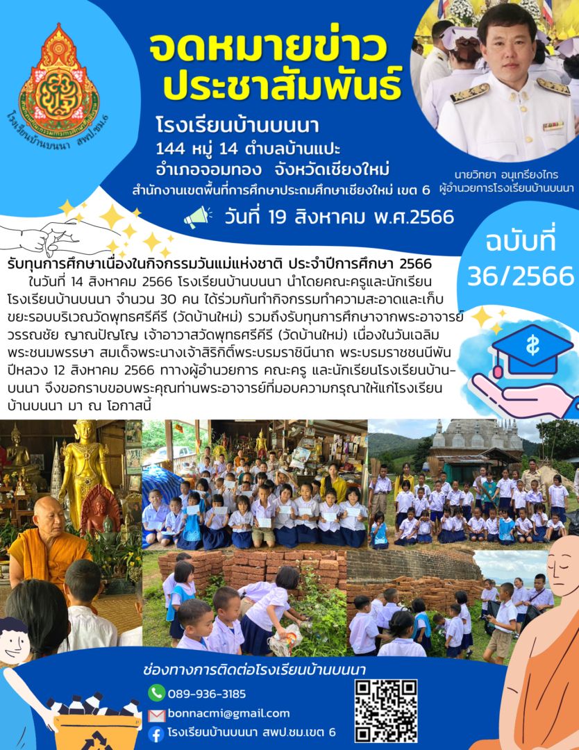 รับทุนการศึกษาเนื่องในกิจกรรมวันแม่แห่งชาติ ประจำปีการศึกษา 2566
