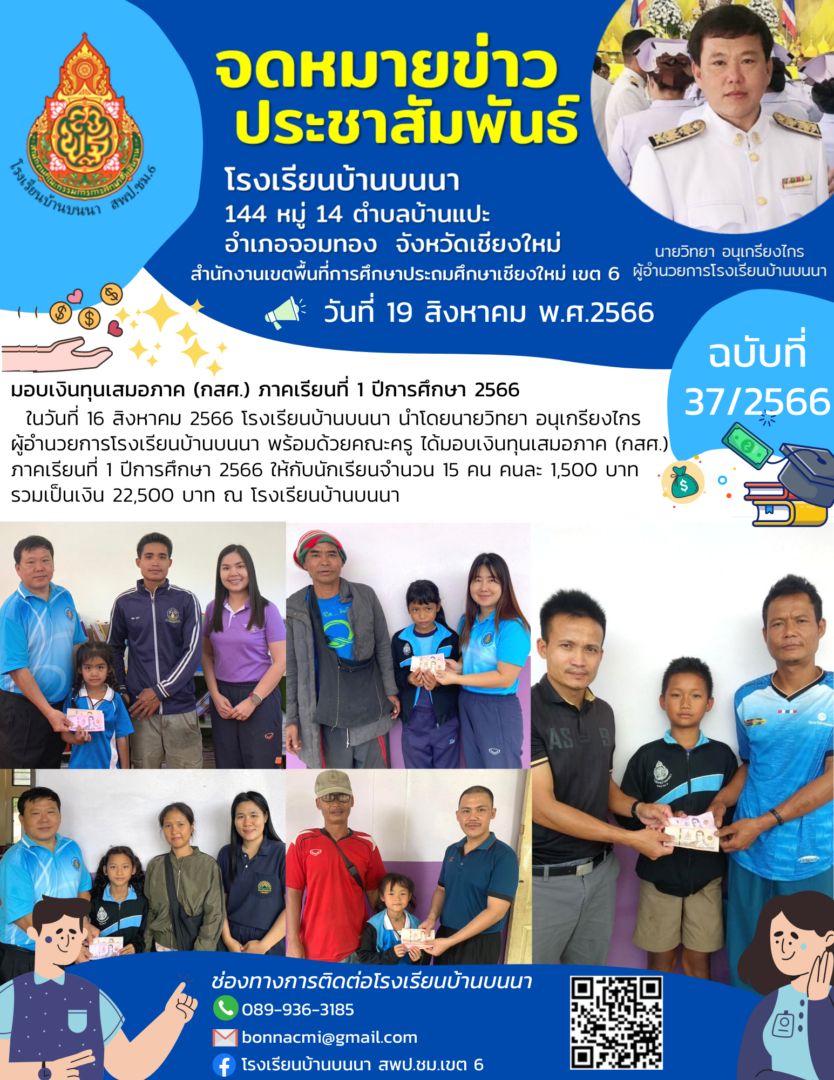 มอบเงินทุนเสมอภาค (กสศ.) ภาคเรียนที่  1 ปีการศึกษา 2566