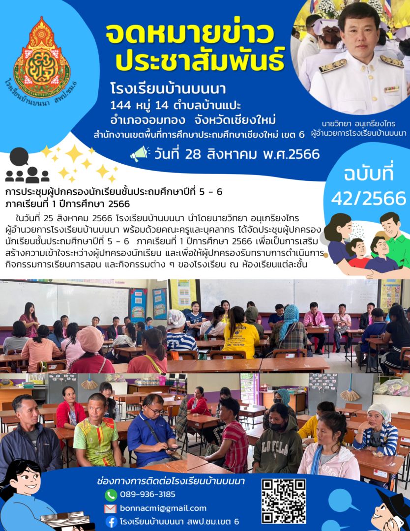 การประชุมผู้ปกครองนักเรียนชั้นประถมศึกษาปีที่ 5 – 6 ภาคเรียนที่ 1 ปีการศึกษา 2566