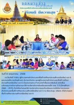 “สพป.เชียงใหม่ เขต 6 ประชุมคณะทำงานจัดทำสื่อประชาสัมพันธ์ (คลิปสั้น) นวัตกรรมการจัดการศึกษาและวิธีการบริหารจัดการโรงเรียนขนาดเล็ก ระยะ 3 ปี (ปีการศึกษา 2568 – 2570)”