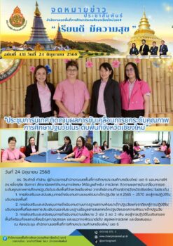 “สพป.เชียงใหม่ เขต 6 ประชุมการนิเทศ ติดตามผลการขับเคลื่อนการยกระดับคุณภาพการศึกษาปฐมวัยในระดับพื้นที่จังหวัดเชียงใหม่”
