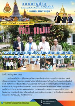 “สพป.เชียงใหม่ เขต 6 ลงพื้นที่ตรวจเยี่ยมโรงเรียนบ้านแม่แฮเหนือ สาขาแม่แจ๊ะ อำเภอแม่แจ่ม จังหว้ดเชียงใหม่”